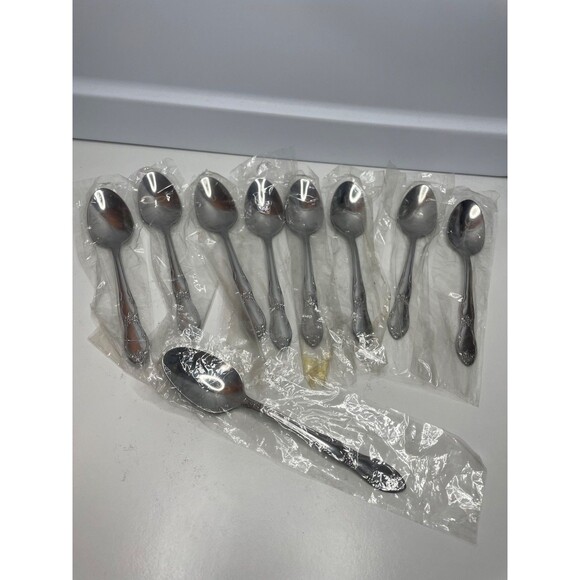 SET OF 9 Vintage Onieda Ltd WM A Rogers Stainless Fenway Teaspoons Flatware 6" - Picture 1 of 3